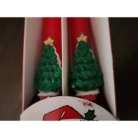 Vintage Christmas Tree Holiday Red Taper Wax Candles 10" Unused In Box - Picture 11 of 11